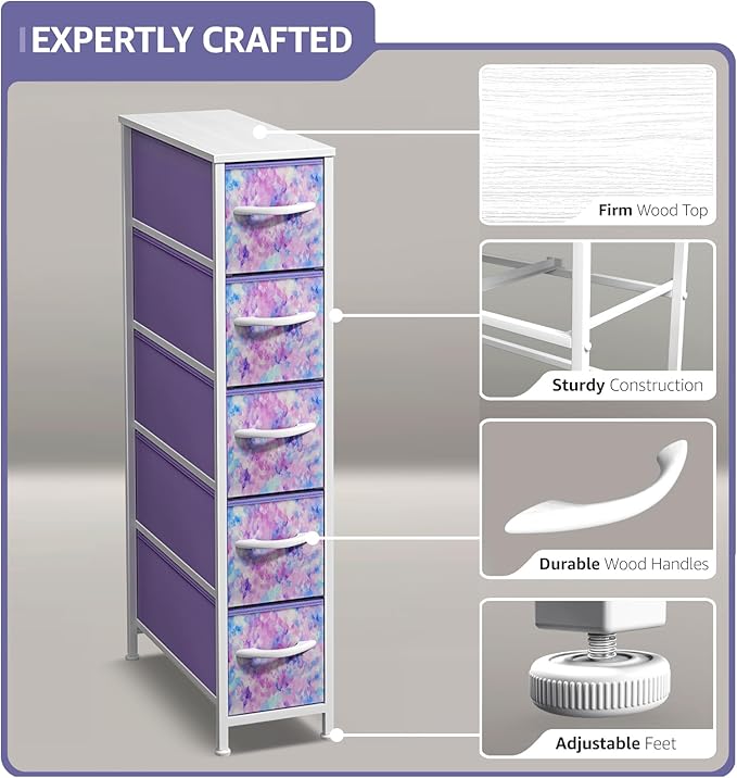 Sorbus Kids Dresser with 5 Drawers - Storage Unit Organizer Chest for Clothes - Bedroom, Kids Room, Nursery, & Closet