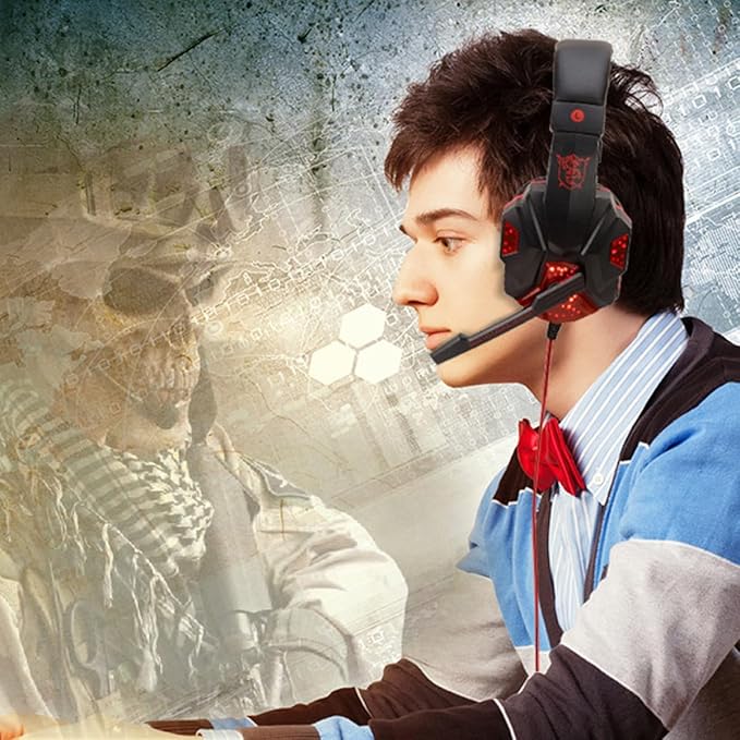 Holibanna Wired Gaming Headset with Microphone USB and 3.5mm Noise Cancelling Mic Soft Ear Pads Suitable for Travel