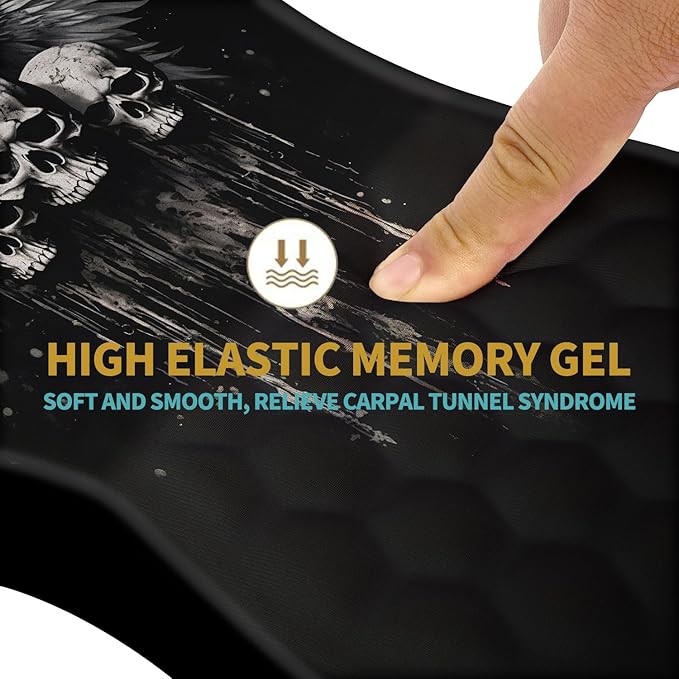 Hokafenle Ergonomic Mouse Pad Wrist Support with Massage Design, Wrist Rest Pain Relief Mousepad with Memory Foam&Non-Slip PU Base, Mouse Pads for Wireless Mouse & Desk (12x8 inch,Demon Angel)