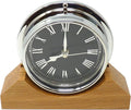 Handmade Prestige Roman Clock in Chrome Mounted on an English Oak Mantel/Display Mount, 21.5cm x 7.5cm