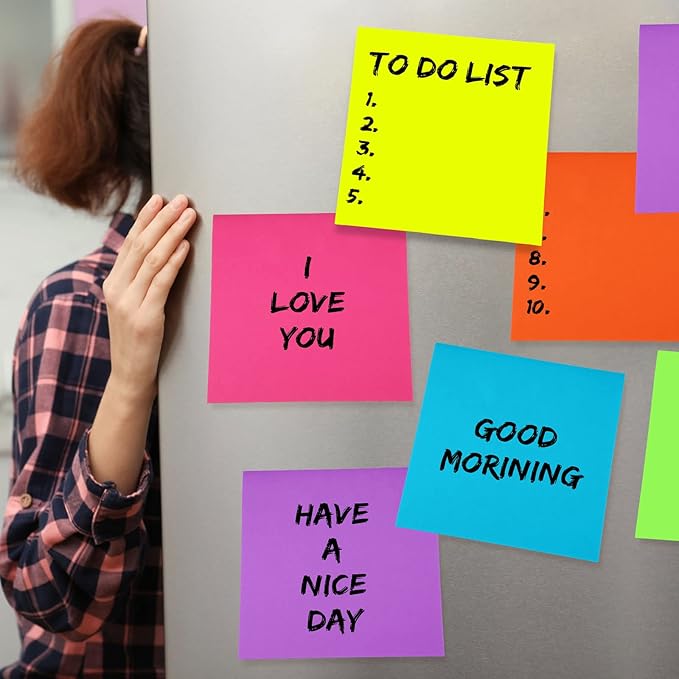 Zubebe 6 Pads 11 x 11 Inch Large Sticky Notes Jumbo Bright Colors Sticky Notepads Self Stick Note Square Memo Post Stickies for Office School, 25 Sheets/pad