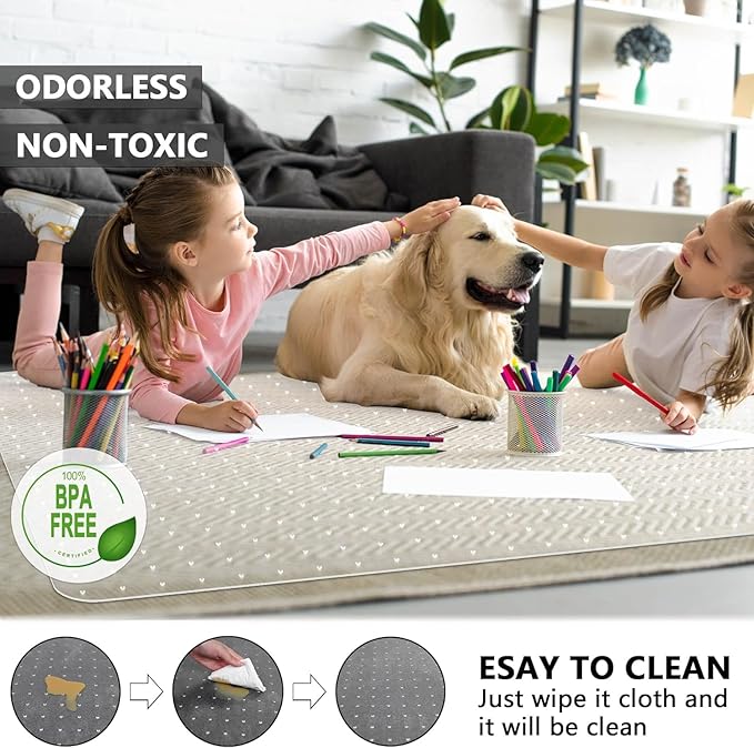 Amyracel Large Office Chair Mat for Low Pile Carpet - 35" x 55" Clear Computer Desk Mat for Home & Offices, Easy Glide Plastic Floor Mat for Office Chair On Carpet