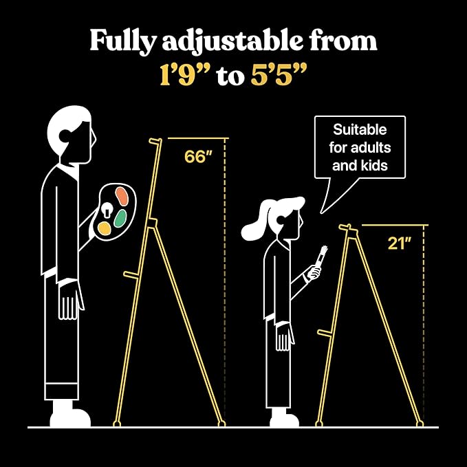 Portable Artist Easel Stand for Painting - Adjustable Height Painting Easel with Bag - Tabletop Art Easel for Painting Canvas Stand, Poster Stand & Wedding Signs Stand - Metal Tripod - 17x66 inches