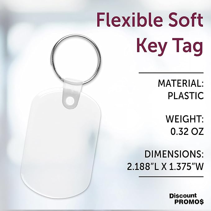 DISCOUNT PROMOS Tag Soft Plastic Keychains - 10 pack - Small Key Tag Chain For Staying Organized - Rubber Key Ring Keychain – Clear