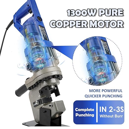 1300W Electric Hydraulic Hole Puncher, 110V Hydraulic Press Punching Tool, Metal Electric Punching Machine with Die Φ1/4" 3/8" 1/2" 11/16" 4/5", for Steel, Aluminum, Copper