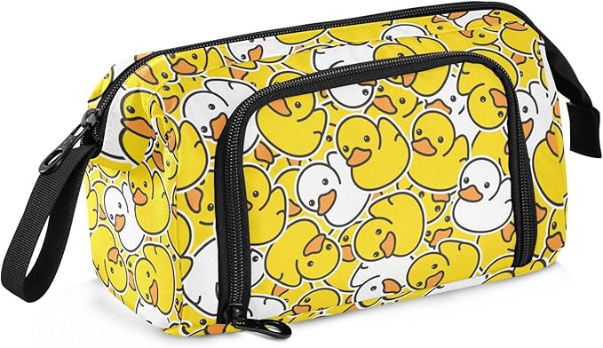 Duck Rubber Pencil Case Pouch Big Capacity Pencil Bag Box Organizer Pen Case with Zipper Pencil Cases for Boys Girls Kids Women School College