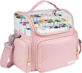 Large Marker Organizer Case for 200-300 Markers,Travel Marker Storage Bag with Dividers and 4 Pockets,Marker Organizer Holder for Paint Brushes,Colored Pencils and Other Art Supplies,Bag Only,Pink