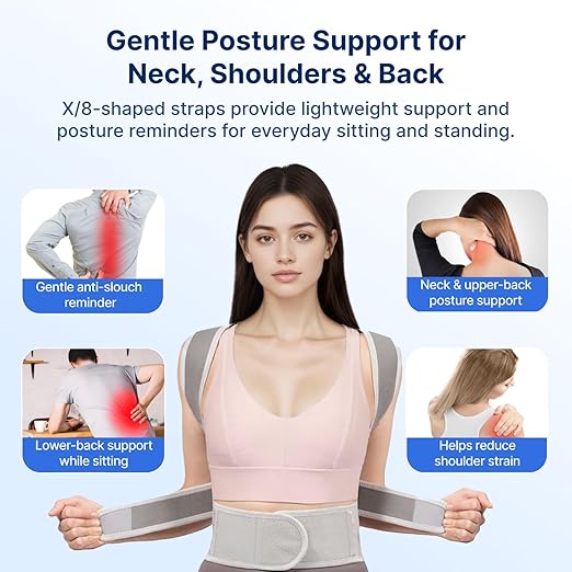Adjustable Posture Corrector for Women & Men, Full Back Brace Support for Upper Back, Shoulder & Neck, Plus Size Back Brace for Posture & Lower Back Pain Relief (Black, Medium)