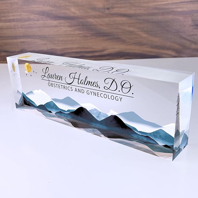 Personalized Acrylic Desk Plaque, Customizable Acrylic Name Plate Block, Executive Desk Name Sign, Social Worker Name Sign