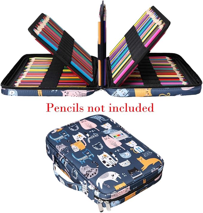 BOMKEE Coloring Pencil Case 220 Slots Pencils/Gel Pens Organizer Waterproof Travel Case Zipper Carrying Portable Pencil Markers Pen Holder Bag for Painter Writers
