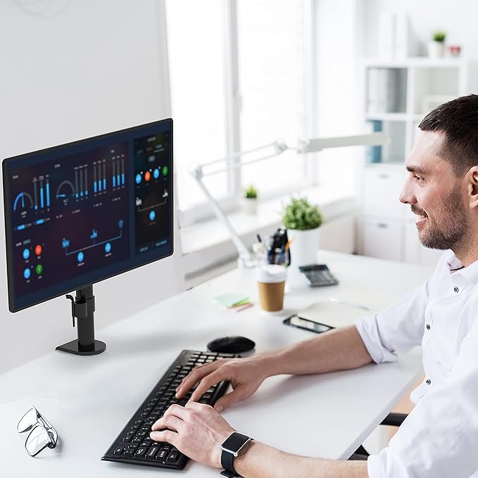 WALI Single Monitor Mount, Monitors Desk Mount, Single Monitor Arm Holds Screen Up to 32inch, 22lbs, Fully Adjustable Mount Designed for Home Office Application(M001S), Black