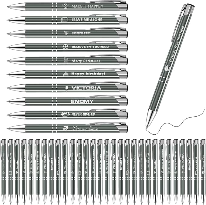 50 Pack Personalized Pens with Logo Text Name Custom Pens in Bulk Black Ballpoint Pens, Gift for Birthday Wedding Christmas Office College Business Promotion