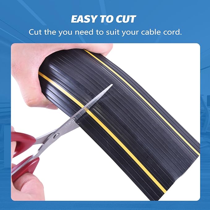 6.5FT Heavy Duty PVC Floor Cable Cover, Floor Cord Cover, Cable Protector Protect Wire for Indoor and Outdoor Cable Cavity = 0.94" (W) x 0.4" (H)(3 Channels