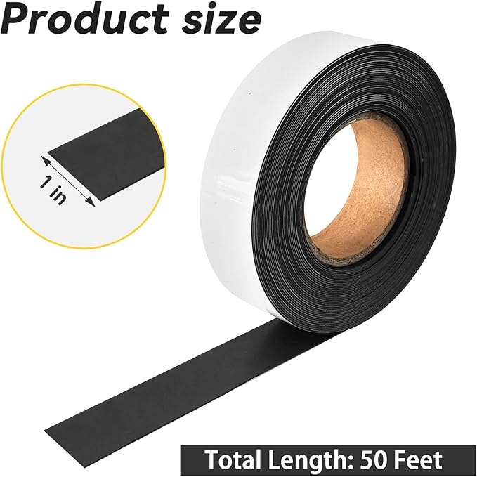 Magnetic Dry Erase Stripes 50 Ft x 1 Inch | Magnetic Labels| Reusable Toolbox Labels Magnetic, Magnetic Name Tags & Dry Erase Magnets | for Locker, Whiteboard, Classroom