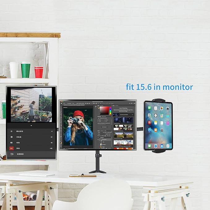 Pholiten Universal VESA Mount Adapter for Tablets, 2-in-1 Laptops, & 15.6 inch Portable Monitors, VESA 100x100, Adjustable Laptop Holder, Extend to 7.68-10 inch