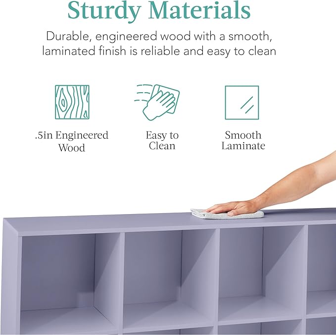 Best Choice Products Kids Bookcase 8-Cube Storage Organizer, 13.5in Shelf Opening, Bookshelf, Toy Storage, Customizable w/ 3 Removable Back Panels – Lavender