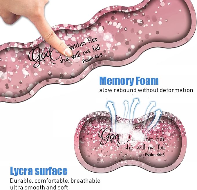 Ergonomic Keyboard Wrist Rest & Mouse Pad Wrist Rest Set,Large XXL Gaming Desk Mat 31.5"x 11.8",Memory Foam, Easy Typing Pain Relief,Multifunctional Desk Mat for Office & Home,Bible Verses Psalm 46:5