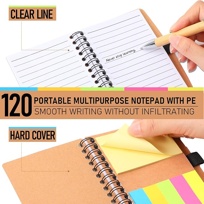 Honoson Valentines Employee Appreciation Gift Bulk Inspirational Notebook with Note and Motivational Bamboo Ballpoint Pen for Team Group Staff Coworker Volunteer Office Must Have(120 Set)