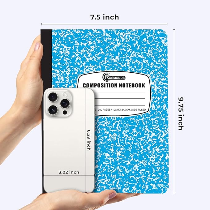 Rosmonde 5000 Pack (Pallet) Composition Notebooks Bulk, Wide Ruled, 100 Sheets (200 Pages), 9-3/4 x 7-1/2, Wholesale Orders, Bulk Supplies for School Districts, Assorted Notebooks, 4-7 Days Transit