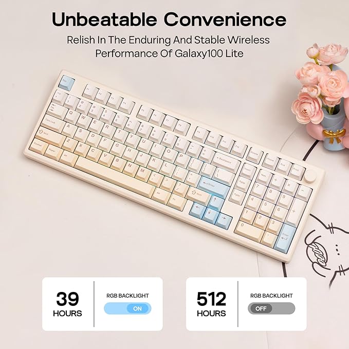EPOMAKER Galaxy100 Lite QMK/VIA Gaming Keyboard with 8000mAh Battery and Numpad, 1800 Aluminum Mechanical Keyboard, USB-C/BT/2.4Ghz, Hot-Swap, Creamy Sound (Creamy White, Marble White Switch)