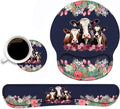 Keyboard Wrist Rest and Mouse Pad Wrist Support Set, Non-Slip PU Base Ergonomic Gaming Mousepad for Home Office Working Studying Easy Typing & Pain Relief - Floral Quote Funny Cows Combination
