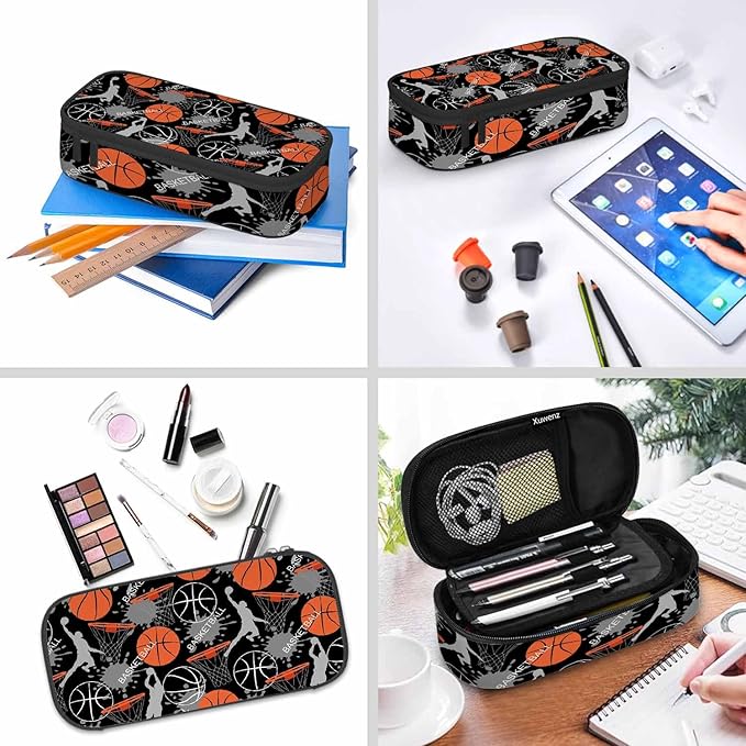 Basketball Game Pencil Case Sports Energetic Athletes Pencil Bag Pen Markers Pouch Holder Organizer for Office Clerks