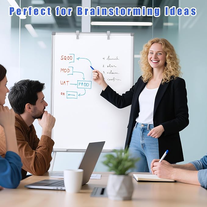 Magnetic Dry Erase Board with Stand 36x24in Whiteboard Easel with Height Adjustable Tripod, 3' x 2' Flipchart Easel Stand Presentation Board with Markers, Eraser & Magnets for School Office and Home