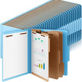 Skyygemm 60 Pcs Classification Folders Letter Size, 3 Divider Pressboard File Folder with Fasteners, Expanding File Organizer Bulk for Teachers, Clergy, Office, Church, Christmas Donations (Blue)