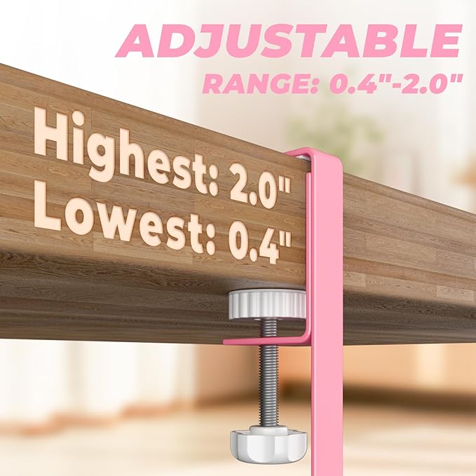 Under Desk Cable Management Tray, 15.7'' No Drill Steel Desk Cable Organizers, Wire Management Tray Cable Management Rack (2 Pack-Pink)