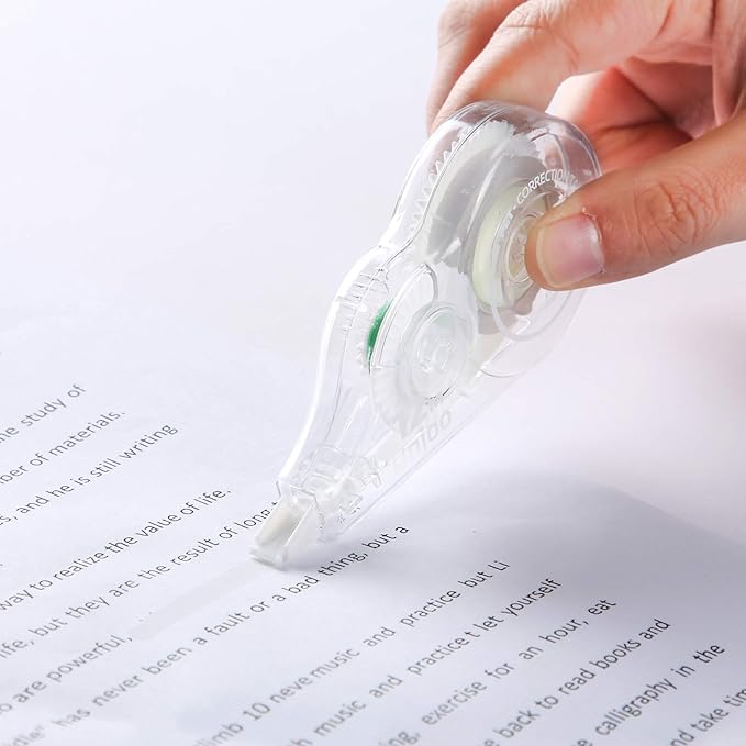 Unjoo White Correction Tape, Fast Clean and Easy to Use Tear-Resistant Tape, For school Supplies, Office (12pack, 5M/196, Tape Width 0.2in)