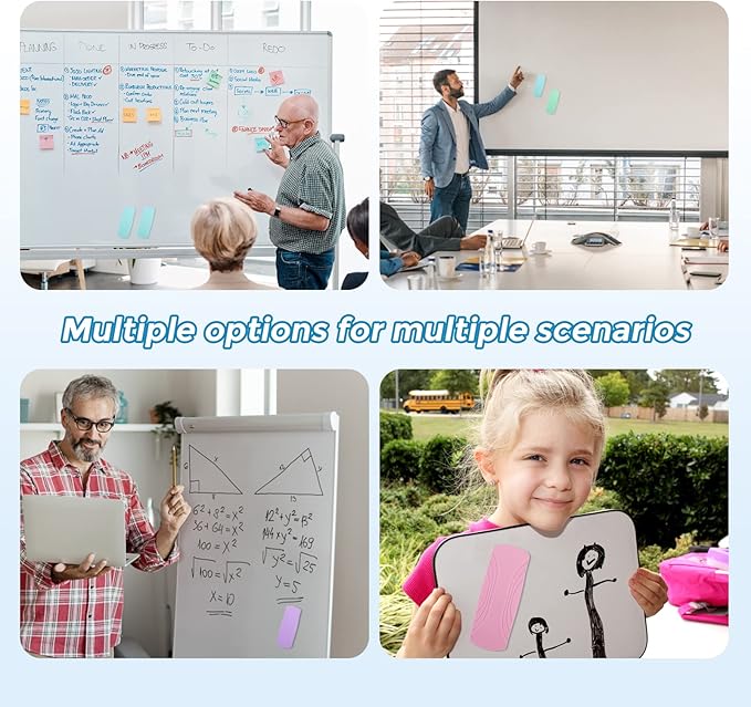 Ddaowanx Whiteboard Eraser, Magnetic Dry Erase Eraser, Glass Board Eraser,School and Office Supplies (4 Pack/4 Colors)