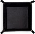 Valet Tray for Men PU Leather Tray Organizer with Partition, Storage Keys, Watch & Practical Storage for Table Nightstand Living Room Bedroom (Black-Square)