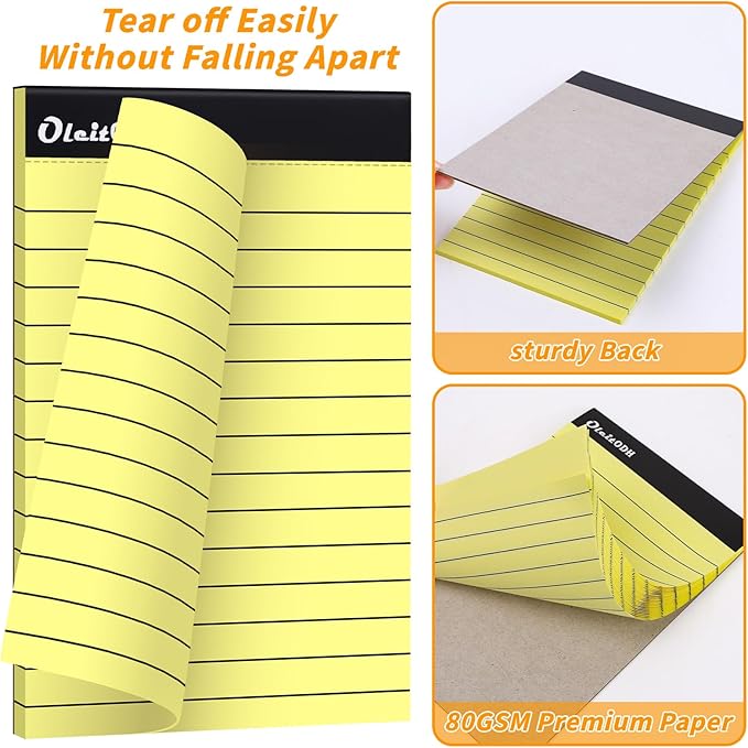 Oleitodh 4x6 Notepads – 48 Pack Yellow Memo Pads Small Writing Pads with Perforated Lined Pages, Mini Note Pads 50 Sheets per Lined Note Pads 4x6, Pocket Notepads for Office School Home Supplies