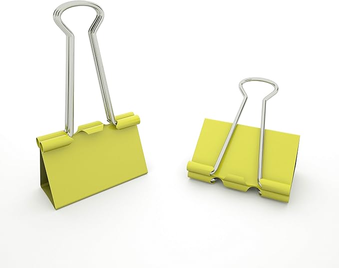 Nctinystore Binder Clips Medium Metal Clamp 1.25 inch / 32 mm (Yellow, 24-PCS)