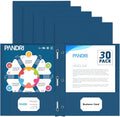Two Pocket Folders, PANDRI 30 Pack Two Pocket Folders with Prongs, 3 Prong Folders Designed for Office and Classroom, Letter Size Darkblue