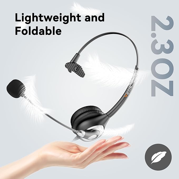 Wantek USB Headset with Microphone for PC, Computer Headset with Noise Canceling Microphone with Mute for Home Office Online Skype Zoom Meetings