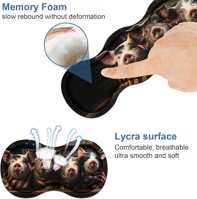 Ergonomic Keyboard Wrist Rest & Mouse Pad Wrist Rest Set, Large XXL Gaming Desk Mat 31.5"x 11.8" with Memory Foam, Easy Typing Pain Relief for Office & Home, Funny Piggy Wrapped in American Flag