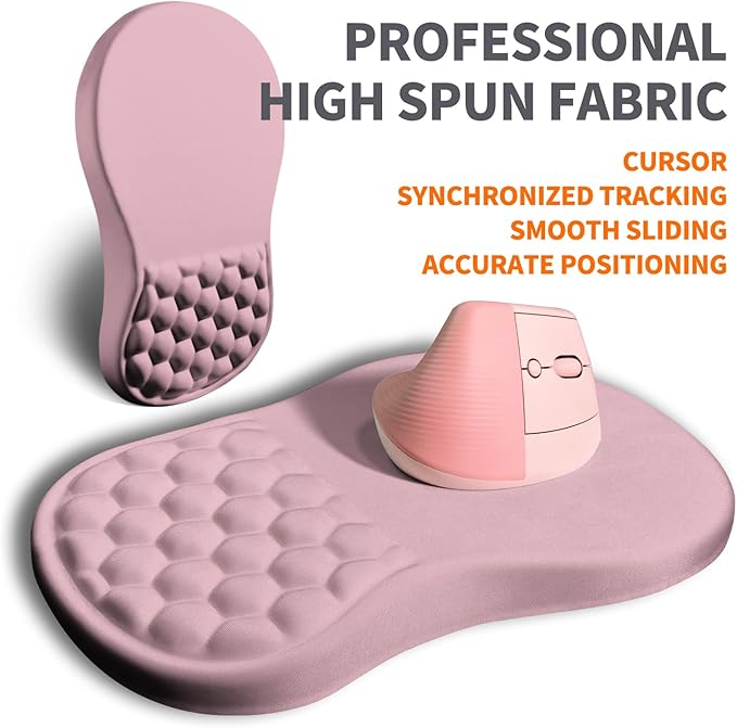 Ergonomic Joint Wrist Support Mouse Pad with Memory Foam Cushion Massage Bump, Carpal Tunnel Pain Relief Mousepad Slope Design for Wrist Rest, 11.8x7.9 in, Thistle