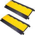 OrangeStar 2-Pack Rubber Cable Protector Ramp Heavy Duty 5-Channel Wire Cord Cover Ramps 18 Tons Load Capacity Traffic Speed Bumps for Driveway