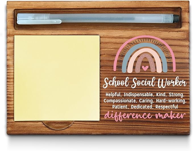School Social Worker Sticky Note Holder, School Social Worker Thank You Appreciation Gifts for Women Self-Stick Note Pad Holders WPP WPP110