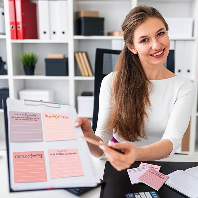 Yinder 24 Pcs Employee Appreciation Sticky Notes New Year Gift Bulk Motivation Sticky Note Pads Inspirational Gift for Teacher Nurse Staff Coworker Office Supply 3 x 3'' (Appreciation,Aesthetics)