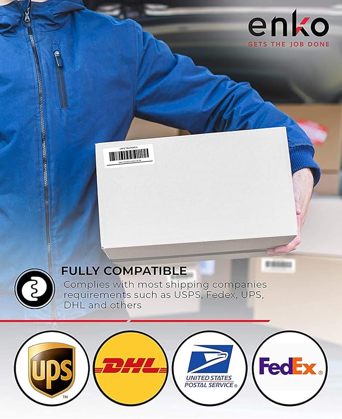 enKo 8-1/2 x 11 Inch Label - White Blank - 1 Per Sheet Full Shipping Address Labels for Laser Inkjet Printer (100 Sheets, 100 Labels)