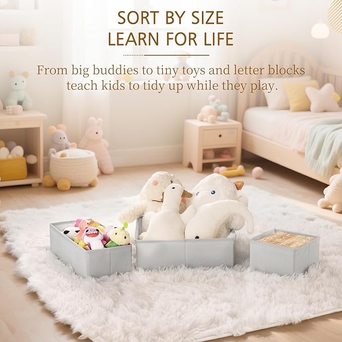 Criusia 15 Pack Drawer Organizer for Clothes, Foldable Dresser Dividers with 3 Sizes, Fabric Storage Bins – Gray