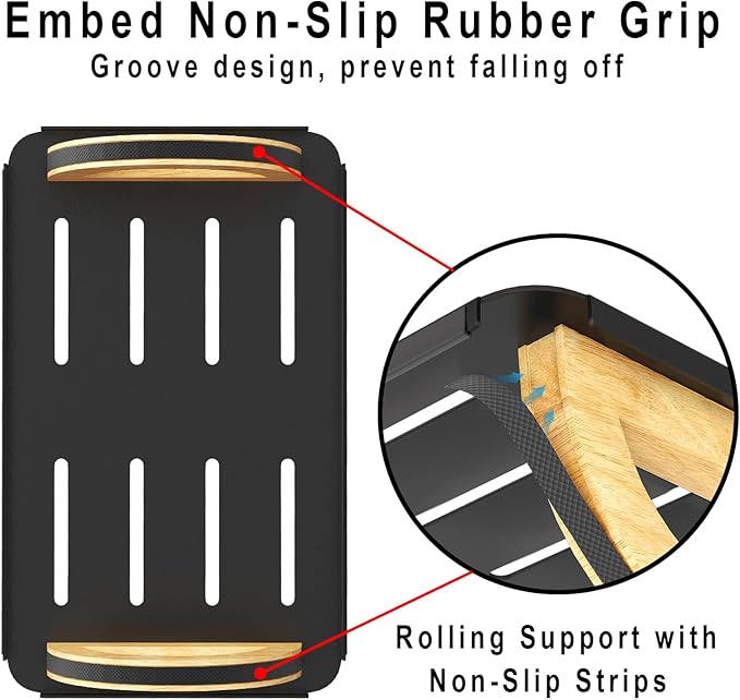 Ergonomic Rocking Foot Rest for Office, Wooden Footrest for Posture Support & Blood Circulation, Under Desk Chair Foot Rest Metal for Relieve Back, Lumbar Pain