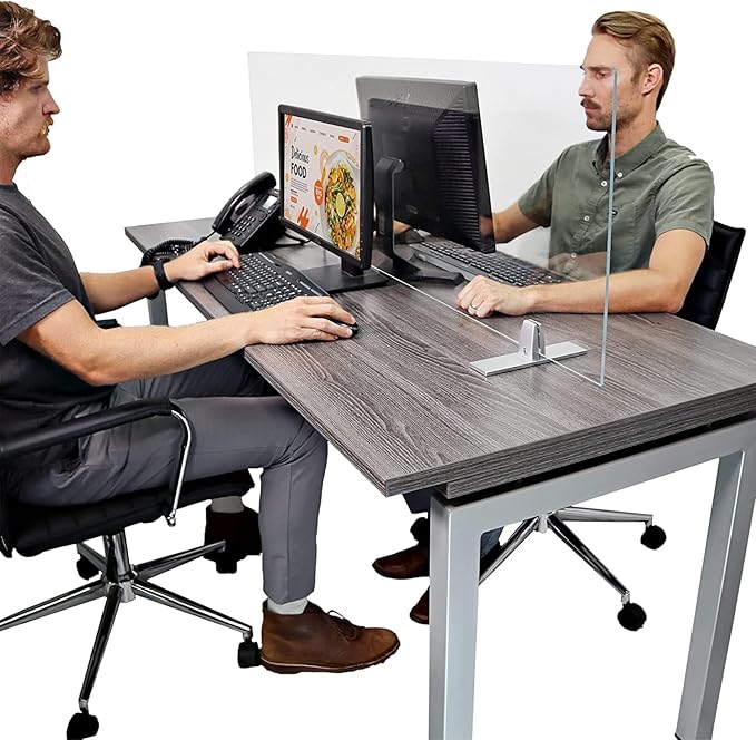 OBEX Acrylic Free Standing Screen, Divider for Desk Privacy Home & Office Partitions for Table Top Workstation, Portable Cubicle Panel for Work, 18" x 24", Clear
