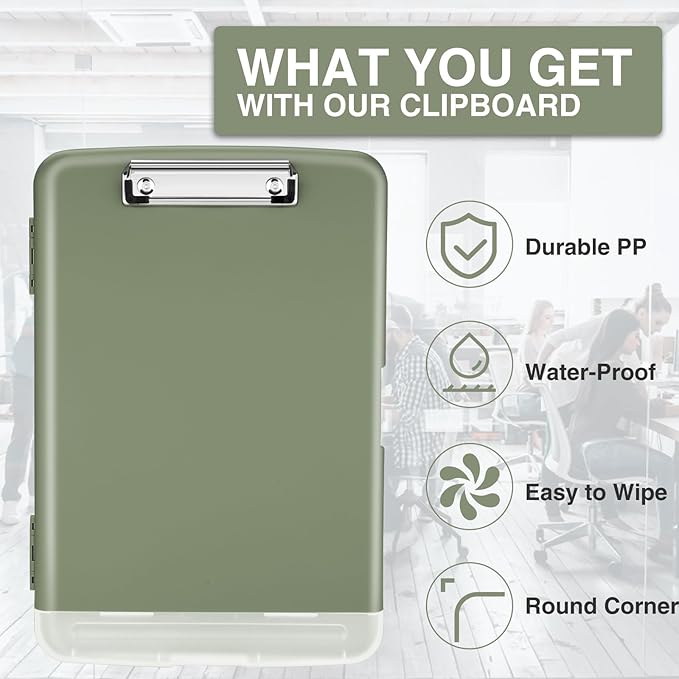 Sooez Clipboard with Storage, High Capacity Nursing Clip Board 8.5 x 11 with Pen Holder & Low Profile Clip, Plastic Clipboards Case Box, Teacher Must Haves School Office Supplies,Letter Size/ A4