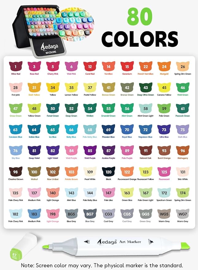 80 Colors Alcohol Markers with Free App, Dual Tip Art Marker with Kickstand Case for Artists Adults. Alcohol Based Markers for Coloring Painting Sketching and Drawing, Great Gift