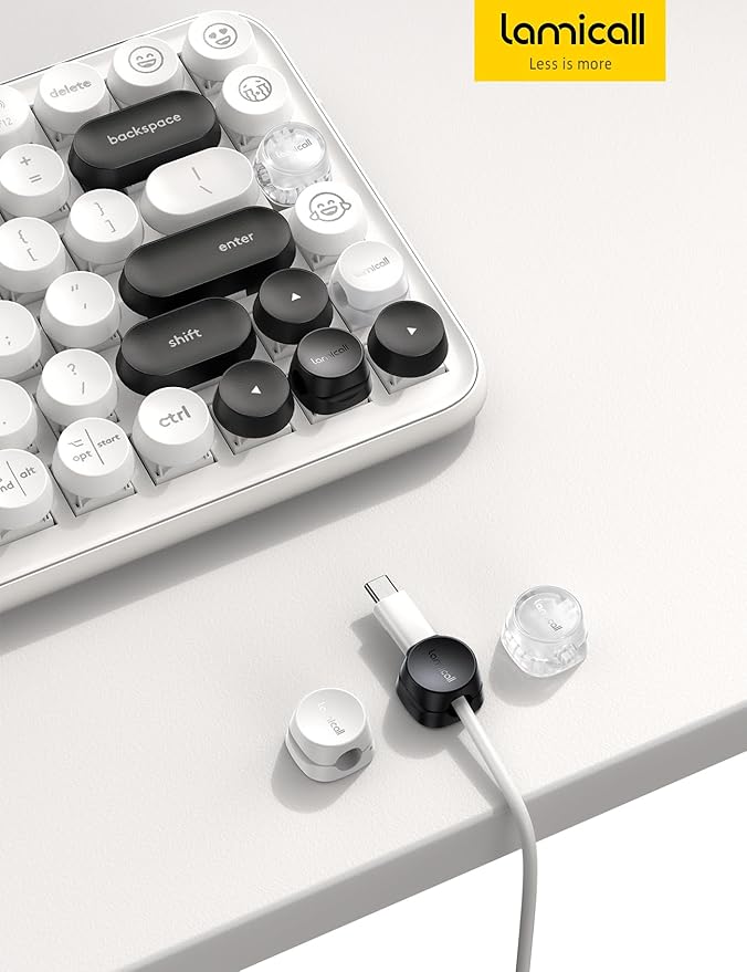 6Pack Cord Organizer, Office Desk Accessories - Lamicall Clear Cable Management Clips, Home Workspace Chritsmas Organization Accessories, Nightstand Desk Decor, Dorm Room Desktop Gadget Essentials