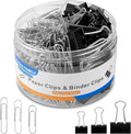 FUDAO FAMILY Paper Clips & Binder Clips, 340 PCS Assorted Sizes, Silver & Black, Metal, Medium, Large, Small