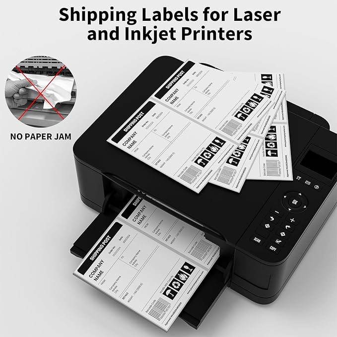 25 Sheets 50 Labels Half Sheet Self Adhesive Shipping Labels for Laser & Inkjet Printers,8.5" x 5.5" Shipping Mailing Label,White